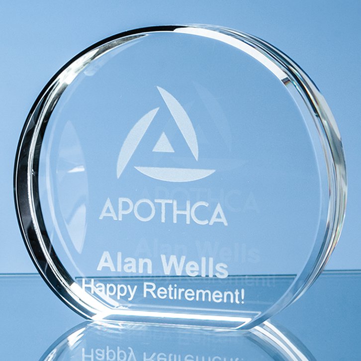 10.5cm x 12.5cm Optical Crystal Stand Up Circle Award
