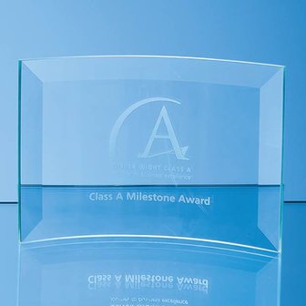 7.5cm x 12cm x 5mm Jade Glass Bevelled Crescent