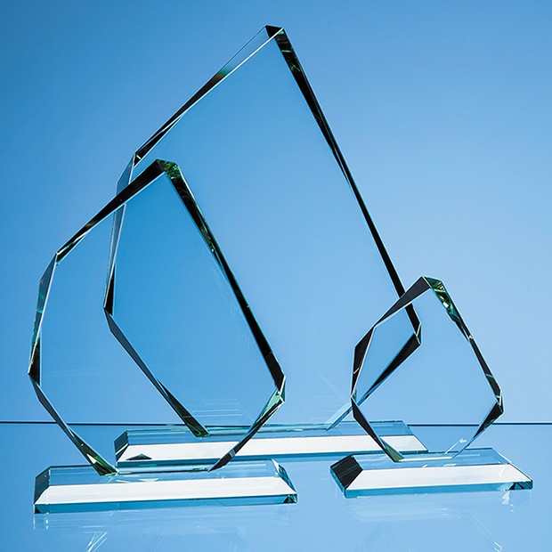 28cm x 15mm Jade Glass Facetted Ice Peak Award