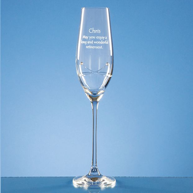 Single Diamante Champagne Flute with a Kiss Cut Design