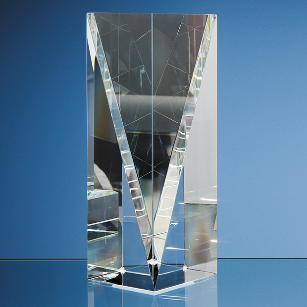 20.5cm Optical Crystal Facet Rectangle Award