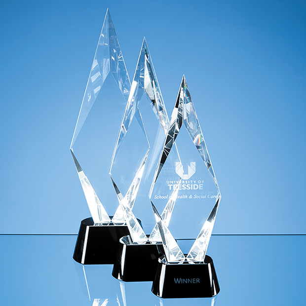 28.5cm Optical Crystal Facet Mounted Peak Award