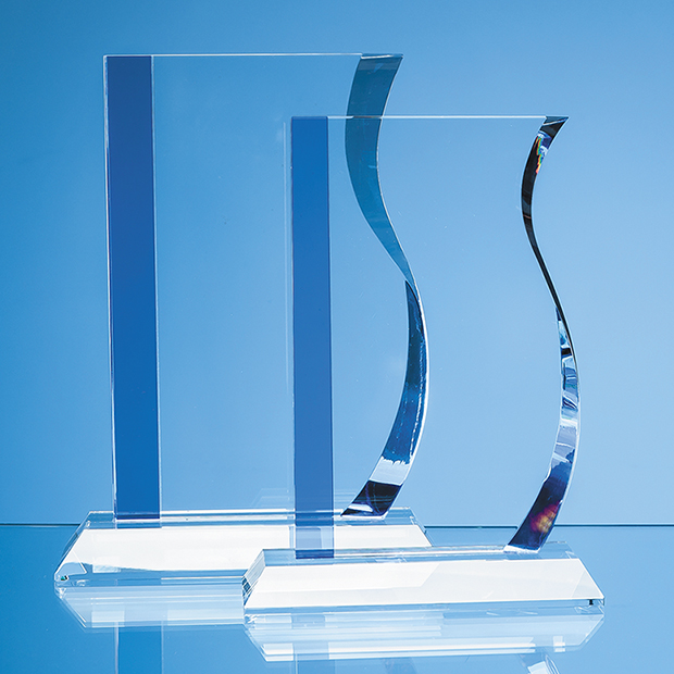 20cm Optical Crystal Blueline Wave Award