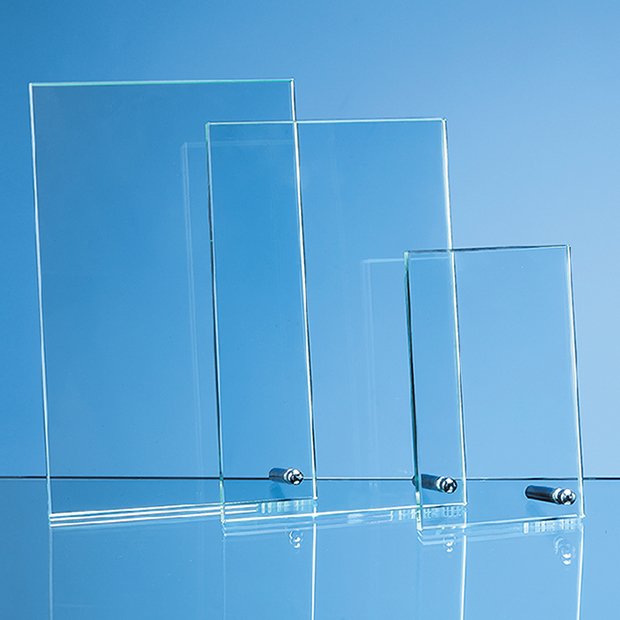 14cm x 8.5cm x 1cm Jade Glass Rectangle with Chrome Pin, H or V