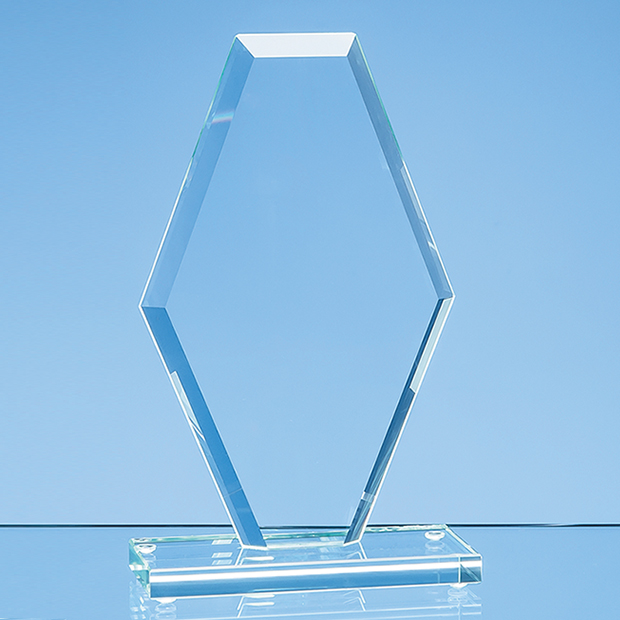 24cm x 15cm x 1cm Jade Glass Facet Clipped Diamond Award